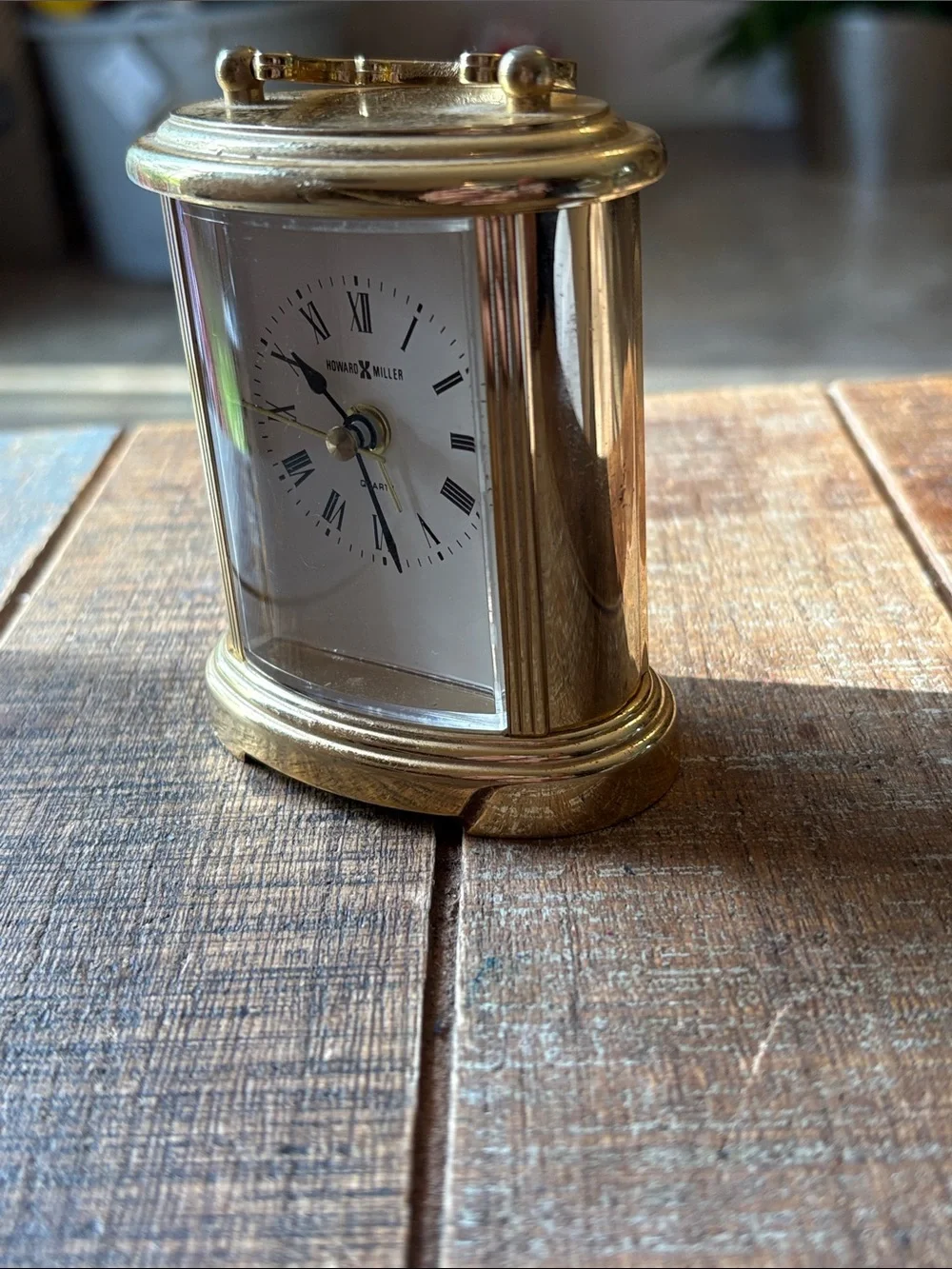 Vintage Howard Miller Gold Table Clock - Classic Brass Finish Working